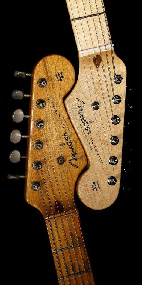 Stratocaster headstocks... two of a kind. #BeautifulFender Soul Mates, Stratocaster Aesthetic, Gitar Vintage, Lucas Lima, Fender Strat, Stratocaster Guitar, Guitar Photography, Cool Electric Guitars, Guitar Gear