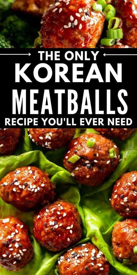 Ground Beef Meatballs Recipe, Spicy Korean Meatballs, Ground Pork Korean Recipes, Thai Beef Meatballs, Meat Cakes Ground Beef, Meatball Recipes Healthy Ground Beef, Korean Style Meatballs, Call Dinner Recipes, Korean Ground Pork Recipes