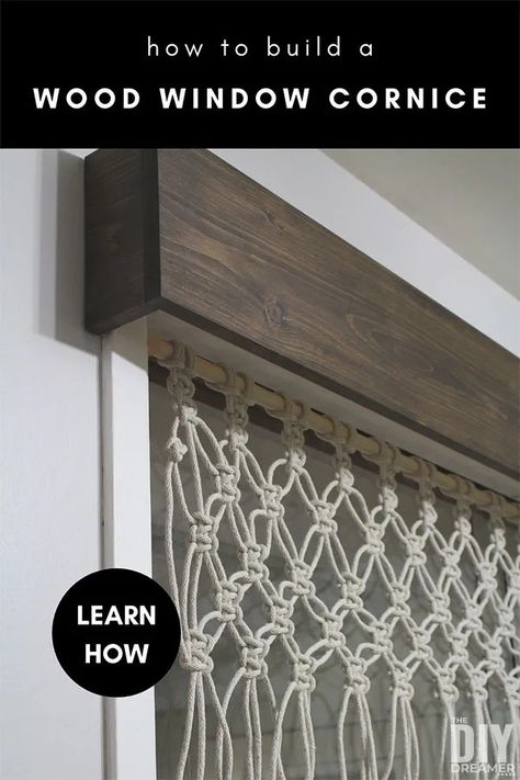 Wood Window Cornice, Macrame Valance, Wooden Cornice, Window Valence, Cornice Box, Window Cornice, Wood Cornice, Diy Wood Countertops, Diy Valance