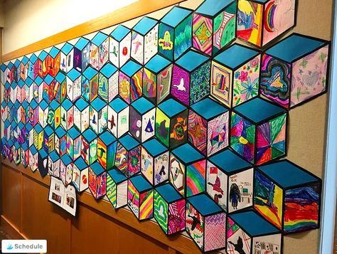 Puzzle Collaborative Art, Collaborative Art Mural Class Projects, Elementary School Art Ideas, Year 5 Art Ideas, Art For Upper Elementary, Year 3 Art, Grade 3 Art Projects, Art In School, معرض فني