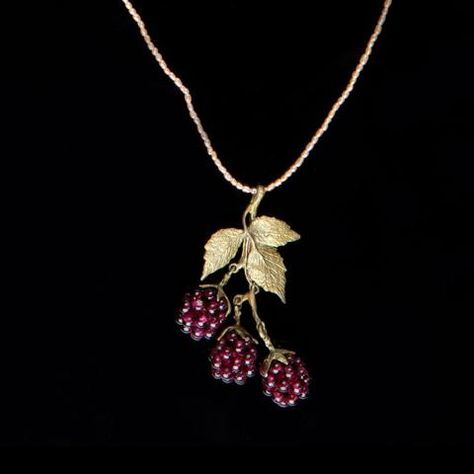 Raspberry Jewelry, Wax Jewelry, Michael Michaud, Fruit Jewelry, Botanical Jewelry, Jewellery Shop, Leaf Jewelry, Cluster Pendant, Diy Schmuck