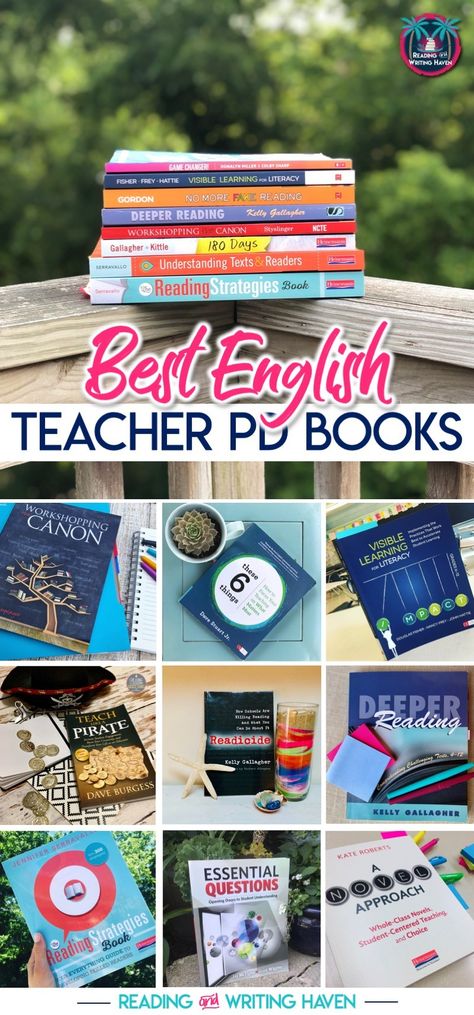 Best Books for English Teachers: Professional Development | Reading and Writing Haven Teaching Books, High School English Teacher, Professional Development Books, English Ideas, Visible Learning, Secondary English, Development Books, Professional Development For Teachers, Language Arts Teacher