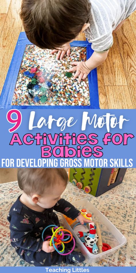 9 Large Motor Activities for Infants - Teaching Littles Montessori, Gross Motor Skills Activities For Infants, Gross Motor Activity For Infants, Motor Development For Infants, Gross Motor Activities Infants, Infant Programming Ideas, Large Motor For Infants, Gross And Fine Motor Activities For Infants, Infant Large Group Activities