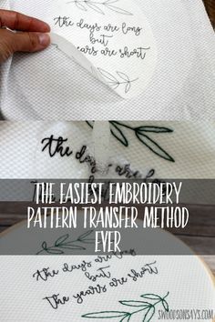 The easiest way to transfer an embroidery pattern is so simple - you just print… Crewel Embroidery, Silk Ribbon Embroidery, Embroidery How To Transfer Patterns, How To Transfer Embroidery Patterns Diy, Diy Tricot, Embroidery Stitches Tutorial, Embroidery Transfers, Needlework Patterns, Learn Embroidery