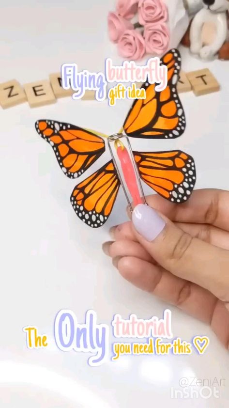 Magical ✨ DIY Flying Butterfly 🦋 gift for bff tutorial 😀 Paper Clip Diy, Prateek Kuhad, Flying Butterfly, Me Pictures, Diy Birthday Gifts For Friends, Paper Craft Videos, Diy Gift Set, Easy Paper Crafts Diy, Origami Butterfly