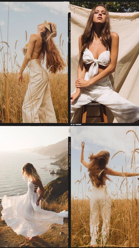 mood board  summer photoshoot  fields  location ideas  malibu cliffs  malibu creek state park  editorial photoshoot  white linen outfit  white dress outfit  outdoor backdrop shoot  outfit inspiration  posing inspiration Field Shoot Fashion Editorials, Mood Boards For Photoshoot, White Dress Outdoor Photoshoot, Outdoor White Backdrop Photoshoot, Backdrop In Field Photoshoot, Aesthetic Field Photoshoot, Mood Boards Photoshoot, All White Outfit Photoshoot, Outdoor Editorial Photoshoot Ideas