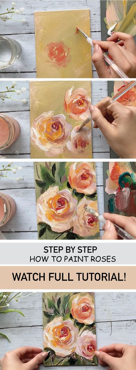 How to Paint Roses | Speedpaint Acrylic Rose | How To Paint Flowers | Acrylic painting inspiration, Painting art lesson, Simple acrylic paintings How To Paint Roses, Paint Roses, How To Paint Flowers, Painting Ideas On Canvas Easy, Acrylic Rose, Painting Flowers Tutorial, Beginners Painting, Acrylic Painting Inspiration, Paint Flowers