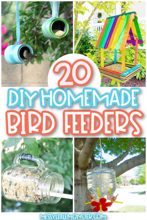 Diy Easy Bird House, Make A Bird Feeder Preschool, Popsicle Stick Bird Feeders, Homemade Bird Feeders Easy, Cheerios Bird Feeder For Kids, Sunflower Seed Bird Feeders Diy, How To Make A Bird Feeder Diy, Tin Can Bird Feeders Diy, Diy Easy Bird Feeder