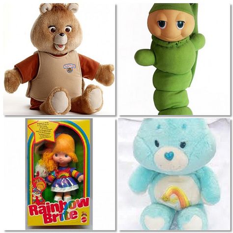 Teddy Ruxpin, Glo-Worm, Rainbow Brite, and Care Bears. Glow Worms, Glo Worm, Teddy Ruxpin, 1980s Childhood, Glow Worm, Child Hood, Popular Toys, Rainbow Bright, 80s Toys