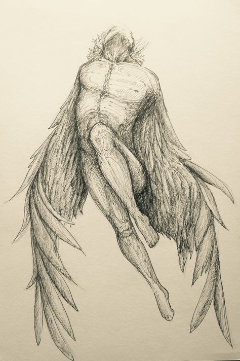 Fallen Angel Art Reference, Flying Art Reference, Angel Flying Drawing Reference, Angel Ink Drawing, Angel Drawings Sketches, Angel Flying Tattoo, Guardian Angel Sketch, Angel Flying Drawing, Flying Angel Drawing