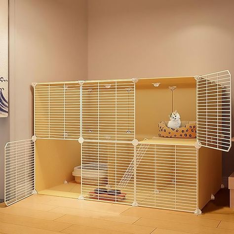 Amazon.com: Pucaru Cat Enclosures Indoor, Detachable 2 Tier Cat Cage, with Dense Metal Wire, Reasonable Zoning Design, DIY Cat Playpen, for 1-2 Cat (Color : Style2, Size : 111x75x73) : Pet Supplies Cat Houses, Cat Playpen, Cat Enclosures, Cat Cage, Cat Cages, Cat Enclosure, Diy Cat, Cat Stuff, Cat Colors