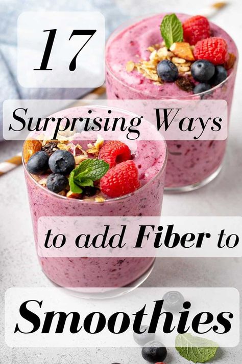 Discover 17 tantalizing ways to supercharge your smoothies with fiber-rich ingredients and promote a satiated feeling throughout the day. Enhance your digestion with a vibrant array of dietary fiber sources, carefully curated to aid digestion and support a healthy gut microbiome. Elevate your smoothie game with these wholesome additions, fueling your body and nurturing your overall well-being. Nutrition Smoothies Recipes, Adding Fiber To Smoothies, High Fiber Smoothie Bowl, Fiber Packed Smoothies, Fibre Smoothie Recipes, Good With Fiber, High Fiber Drinks, Foods With Fiber Healthy, Fiber Smoothies For Kids