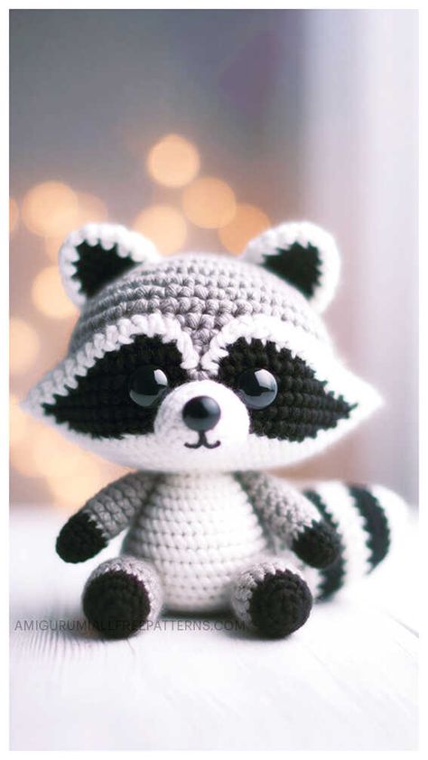 Crochet Raccoon Amigurumi Free Pattern Amigurumi Patterns, Free Turtle Crochet Pattern Amigurumi, Raccoon Crochet Pattern Free, Amigurumi Raccoon, Crochet Raccoon, Diy Laine, Crocheting Amigurumi, Pet Raccoon, Owl Crochet Patterns