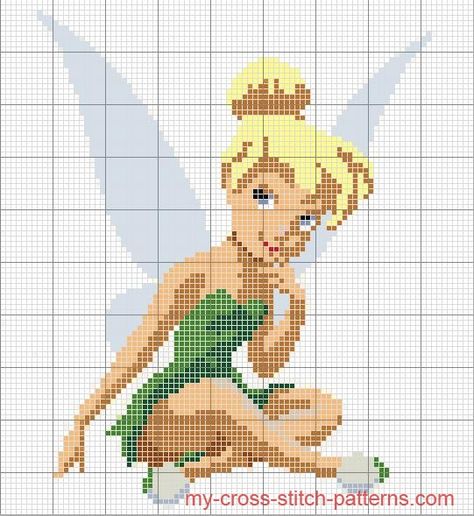 Campanilla Disney Cross Stitch Patterns, Stitch Cartoon, Pola Kristik, Disney Cross Stitch, Pola Sulam, Disney Stitch, Cross Stitch Baby, Tinker Bell, Cross Stitch Patterns Free