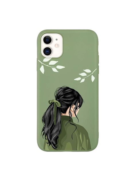 Green Phone Cover Painting, Diy Phone Case Paint Aesthetic, Green Phone Case Painting, Painting Ideas On Phone Case, Phone Cases Painting, Mobile Back Cover Design, Iphone Phone Cover, Starbucks Phone Case, Mobile Case Diy