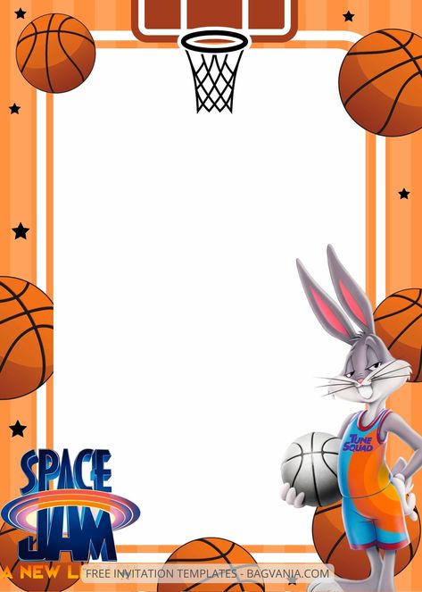 Awesome 9+ Have Fun Space Jam Canva Birthday Invitation Templates #free #freeinvitation2019 #birthday #disney #invitations #invitationtemplates Space Jam Looney Tunes, Space Jam Birthday Invitations, 1st Birthday Basketball Theme Invitation, Space Jam Birthday Party Invitations, Space Jam Invitation Template, Basketball Party Invitations, Space Jam Invitations, Basketball Theme Invitation, Basketball Invitations Birthday