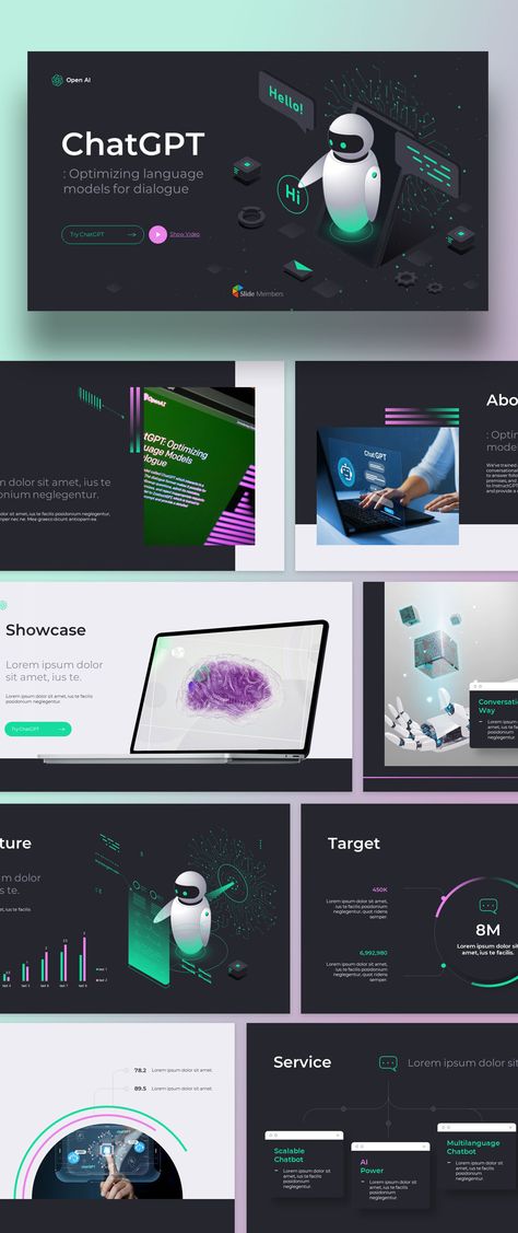 Pitch Deck Design Templates. #SlideMembers #Pitchdeck ##ChatGPT #AI #OpenAI #IT #Robot #Chatbot #Cyber #Robotics #Cyborg #Futuristic #Bigdata #Code #Coding #Connect #Optimizing #Mockup #Showcase #Innovation #Technology #Development #Professional #Infographics #Diagram #Introduction #Portfolio #Investor #Professional #Background #Layout #Slide #Design #Multipurpose #Proposal #BestPPT #PPT #PPTdesign #freepresentation #Presentation #Templates #PowerPoint #Investordeck #PPTdeck #freePPT Futuristic Slide Design, Powerpoint Technology Design, Technology Presentation Template, Company Introduction Design, Tech Powerpoint Design, Futuristic Ppt, Futuristic Presentation Design, Technology Presentation Design, Tech Presentation Design