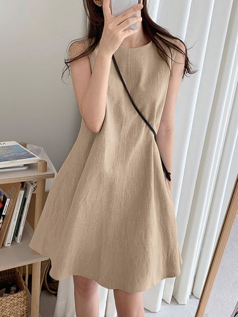 Casual Midi Dress, Orange Fits, Midi Dress Style, Mini Robes, Cotton Dress Summer, Valerian, Beige Dresses, Casual Stylish, Midi Dress Casual