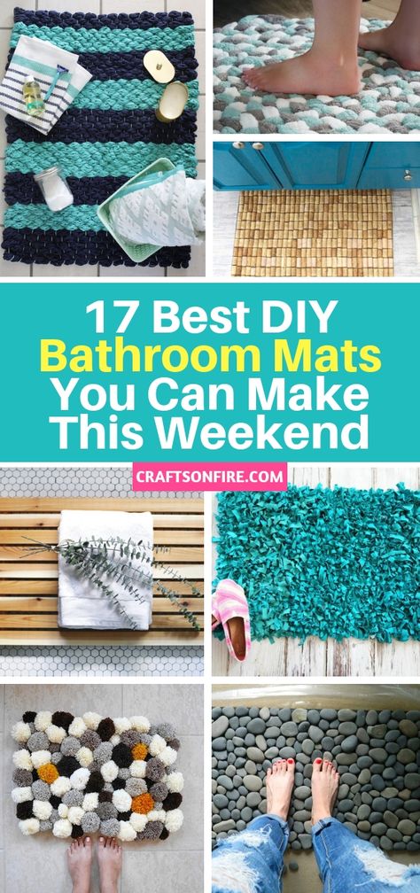 DIY bathroom mats that are so easy to make! You'll feel like you've walked out of a spar with these diy mats. Diy Bathroom Rugs, Diy Bathroom Mat, Diy Bathroom Rug, Diy Bath Mat, Bathroom Mat Ideas, Woven Rug Living Room, Easy Diy Bathroom, Diy Tapis, Diy Shelves Bathroom