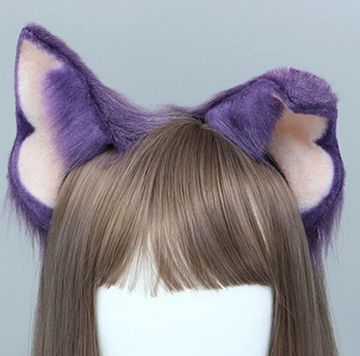 Adorable Plush Purple Puppy Ears Puppy Gear, Wolf Ears And Tail, Puppy Ears, Dog Ears Headband, Gothic Kawaii, Braces Girls, Fur Leg Warmers, Bedding Pink, Bow Choker
