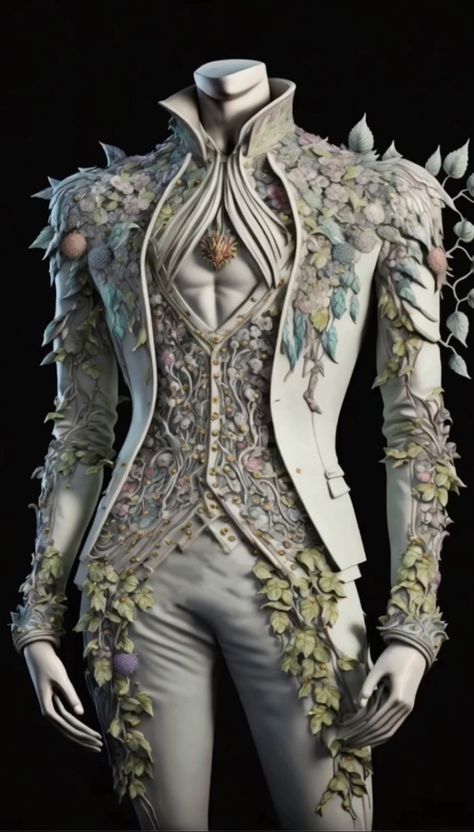 ACOTAR Spring Court inspired suit Conceptual Fashion, Male Fantasy Clothing, Court Outfit, Spring Court, Mode Steampunk, Fairy Outfit, Fancy Suit, Classy Suits, Book Clothes