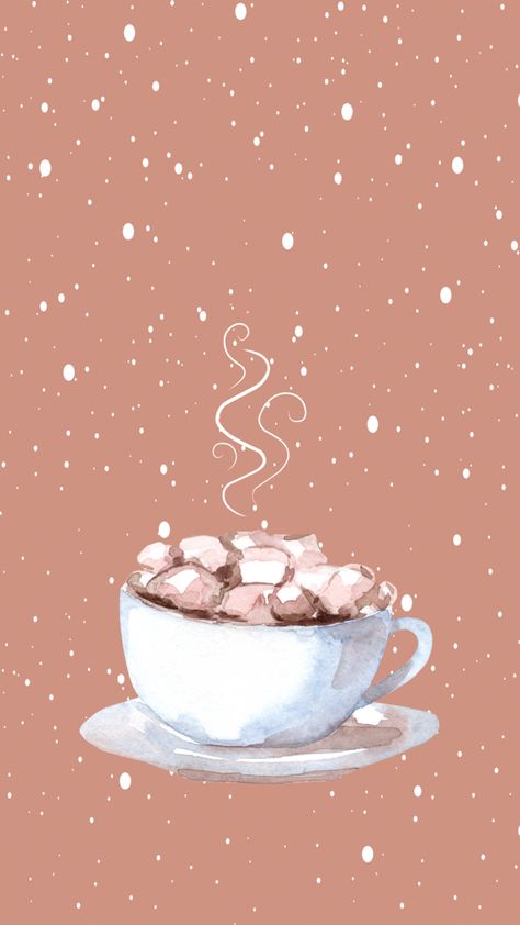 Winter Phone Wallpaper Aesthetic, Hot Chocolate Wallpaper, Chocolate Wallpaper, Free Winter Wallpaper, January Wallpaper, Cute Images For Wallpaper, Winter Iphone, Iphone Wallpaper Winter, Snowflakes Falling