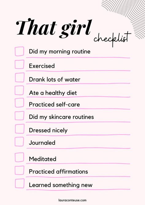 a list of that girl checklist Self Care Bullet Journal, Vie Motivation, Regina George, Get My Life Together, Self Confidence Tips, Confidence Tips, Get Your Life, Glow Up Tips, Girl Tips