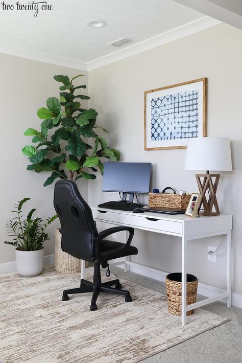 Rug Placement In Home Office, Office Desk Placement, Create A Home Office, Office Area Rugs, Rug Placement, Window Treatments Living Room, Desk In Living Room, Office Area, Abstract Area Rug