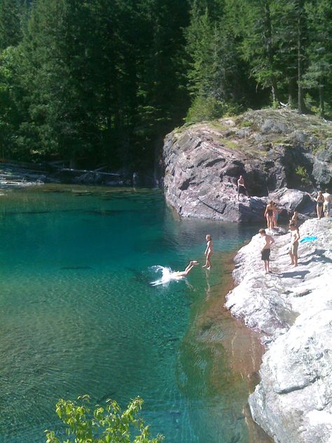 mcdonald creek swimming hole . . . glacier national park Nature, Glacier National Park Aesthetic, Creek Swimming, Obx Summer, Glacier National Park Trip, Aesthetic Camping, Mother Gaia, Big Valley, Boulder Creek