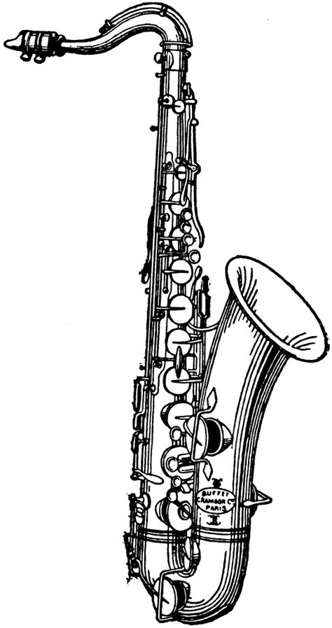 Saxophone | ClipArt ETC Saxophone Tattoo, Brass Musical Instruments, Saxophone Art, Arte Jazz, Jazz Art, Music Drawings, Music Illustration, Tenor Sax, Tenor Saxophone