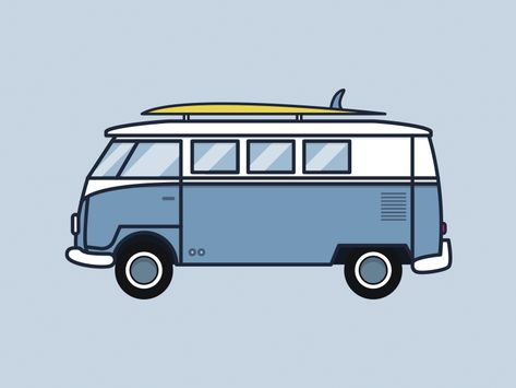 VW Bus Combi Van Drawing, Volkswagon Van Drawing, Vw Bus Illustration, Van Life Illustration, Volkswagen Bus Drawing, Van Drawing, Motorbike Illustration, Bus Drawing, Van Life Blog