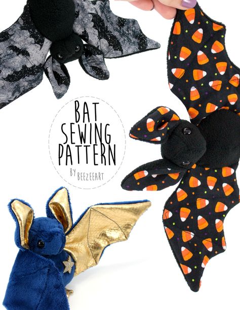 BeeZeeArt — The bat sewing pattern is now available :) (And... Bat Sewing Pattern, Bat Sewing, Holiday Hand Towels, Diy Sy, Halloween Sewing, Animal Sewing Patterns, Plushie Patterns, Sewing Stuffed Animals, Handmade Things