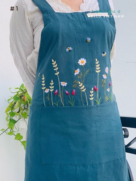 Patchwork, Couture, Wildflowers Garden, Apron Women, Embroidery Aprons, Customised Aprons, Ruffle Apron, Apron For Women, Floral Apron