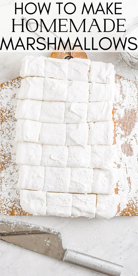 Homemade Marshmallows Recipe (Super Simple!) - Averie Cooks Easy Marshmallow Recipe, Making Marshmallows, Marshmallow Recipe Easy, Marshmellow Recipes, Make Marshmallows, Homemade Marshmallow Recipe, Gluten Free Marshmallows, How To Make Marshmallows, Smores Cake