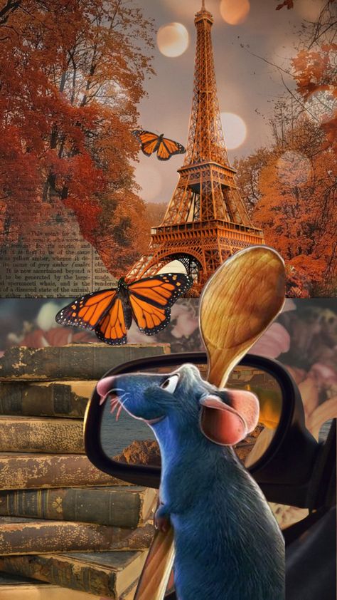 Remy from Ratatouille in Paris #myfirstshuffle #ratatouille #paris #vintage #moodboard #aesthetic #fall #autumn #eiffeltower Remy The Rat Aesthetic, Remy Ratatouille Wallpaper, Ratatouille Astethic, Ratatouille Wallpaper Aesthetic, Ratatouille Disney Aesthetic, Aesthetic Ratatouille, Ratatouille Paris, Ratatouille Aesthetic, Ratatouille Wallpaper