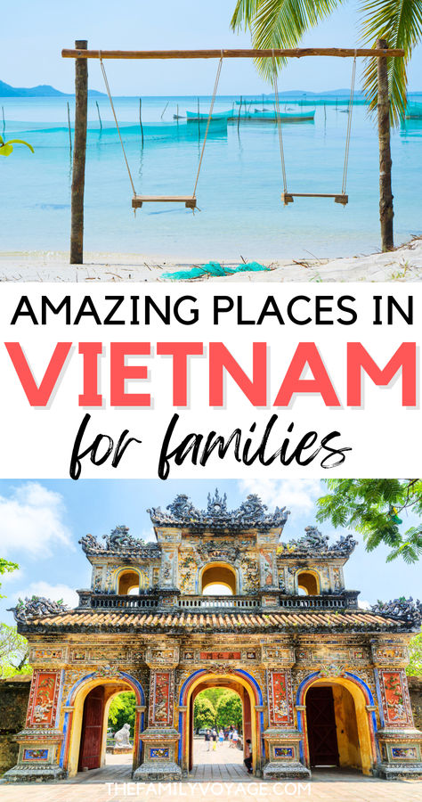 Explore the ultimate guide to the best places in Vietnam perfect for family vacations! From the enchanting streets of Hoi An to the beauty of Ha Long Bay, find out where your family can enjoy cultural experiences, stunning landscapes, and kid-friendly activities. Pin to your travel board for family travel tips, Vietnamese cultural spots, and exciting outdoor activities that kids will love! | Vietnam with kids family travel | Vietnam with family | Vietnam travel guide | Vietnam family holiday Vietnam With Kids, Vietnam Honeymoon, Trip To Vietnam, Vietnam Itinerary, Hoi An Vietnam, Travel Vietnam, Vietnam Travel Guide, Visit Vietnam, Stunning Landscapes