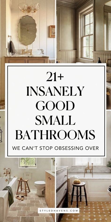 On the hunt for pretty small bathroom ideas? Whether your bathroom style is more simple & minimalist or you love the cottage core feel of a vintage small bathroom design, these small bathroom interior ideas are sure to inspire you! (Save to your small bathroom remodel board for later!) Built In Storage Small Bathroom, Small Bathroom Decor Ideas, Beautiful Small Bathrooms, Small Bathroom Interior, Small Bathroom Renovation, Tiny Space, Small Bathroom Storage, Clever Storage Solutions, Small Bathroom Ideas