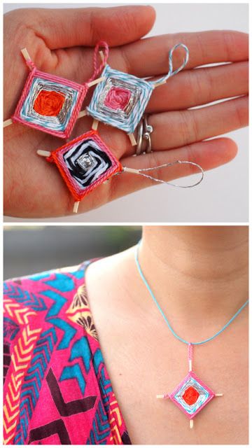 Make Tiny God's Eye Woven Pendants - Such a cute craft for older kids! God's Eye Craft, American Heritage Girls, God's Eye, Cute Craft, Sock Crafts, Gods Eye, Kid Art, Crafts Activities, Art And Crafts
