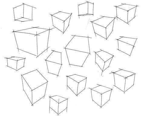 The term basic geometry is the collection of cubes, rectangles, cilinders and sphere. The term is also used to label objects that are build-up by this basic shapes. A well known example is the Ipod… Croquis, Fundamentals Drawing, Cube Sketch, Perspective Tips, Geometric Shapes Drawing, Figure Drawing Tutorial, Drawing Materials, 3d Geometric Shapes, Basic Geometry