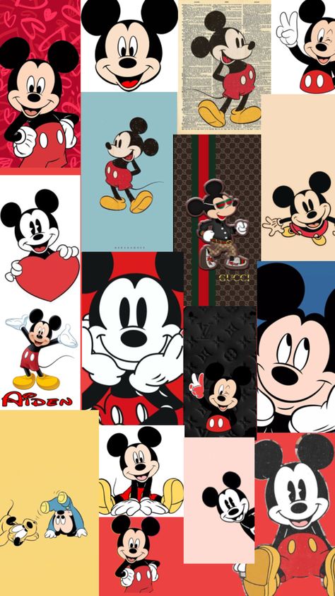 This is just a really cute Mickey Mouse collage. Hope you like it. Mickey Mouse Wallpaper Iphone Cute, Mickey Mouse Collage, Mickey Mouse Background, Arte Do Mickey Mouse, Mickey Mouse Wallpaper Iphone, Cute Mickey Mouse, Minnie Mouse Images, Mickey Mouse Pictures, Disney Characters Wallpaper