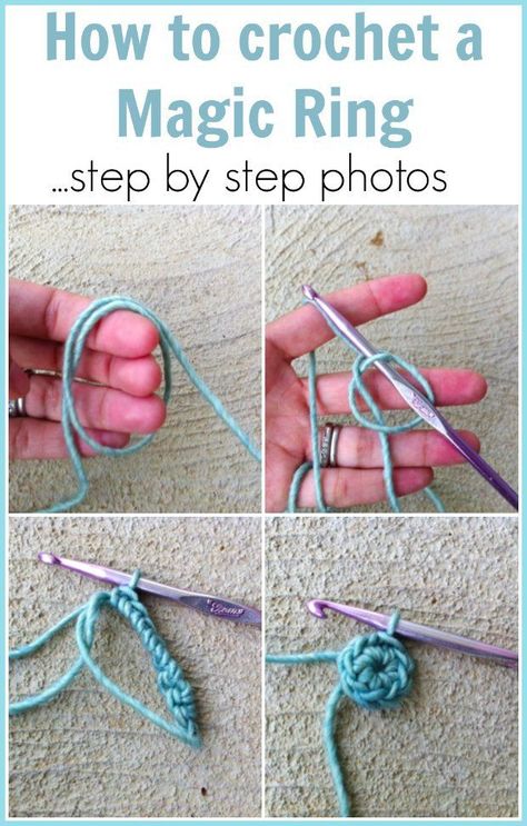 Step by step tutorial for how to crochet a magic ring.  For making crochet in the round for hats, amigurumi etc Ring Crochet Pattern, Crochet A Magic Ring, Crochet In The Round, Magic Circle Crochet, Magic Pattern, Ring Crochet, Magic Ring Crochet, Crochet 101, Tutorial Amigurumi