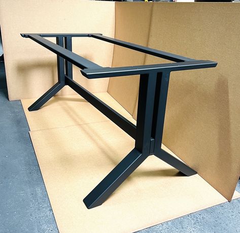 Dining Table Metal Legs Design, Table Metal Legs Design, Steel Dining Table Design, Steel Table Design, Metal And Wood Dining Table, Metal Dining Table Base, Metal And Wood Furniture, Custom Metal Table Base, Metal Leg Dining Table