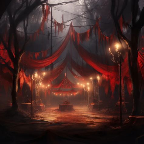 a spooky carnival in a forest - Subscribe to our newsletter for daily generative AI art content. #aiartcommunity #MidJourney #nft #AI #art #painting #nftartist #AIartgallery #DigitalArt #artwork #AIart #generativeart #GenerativeAI #artwork #artist #artistsofinstagram Spooky Carnival, Carnival Fantasy, Creepy Circus, Art Content, Circus Aesthetic, Creepy Carnival, Carnival Art, Dark Circus, Paper Background Design