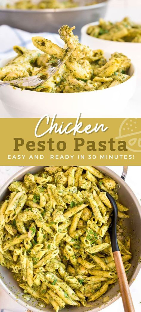 Kip Pesto Pasta, Creamy Chicken Pesto Pasta, Creamy Chicken Pesto, Creamy Pesto Chicken, Pesto Pasta Recipes Chicken, Chicken Pesto Pasta, Creamy Pesto Chicken Pasta, Pesto Pasta Recipe, Healthy Pesto