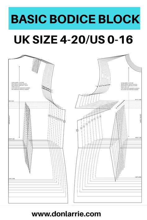 Basic Bodice Block for different sizes. #basicbodiceblock #basicbodiceblockpatterndrafting #patterndrafting #sewingpatterns Basic Bodice Block Pattern Drafting, Bodice Block Pattern, Type Of Tops, Basic Bodice Block, Bodice Block, Basic Bodice, Embroidery Lessons, Bodice Pattern, Basic Skirt