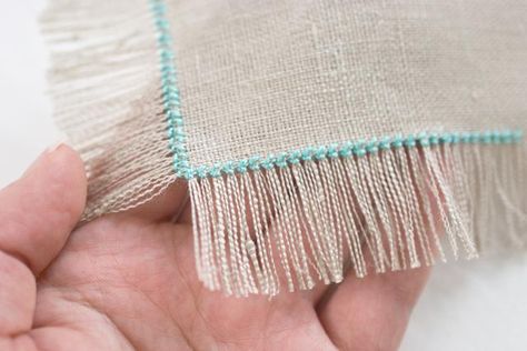 Make Fringe, Swedish Weaving Patterns, Feather Stitch, Swedish Weaving, Monks Cloth, Drawn Thread, Cross Stitch Finishing, Hardanger Embroidery, Fabric Markers