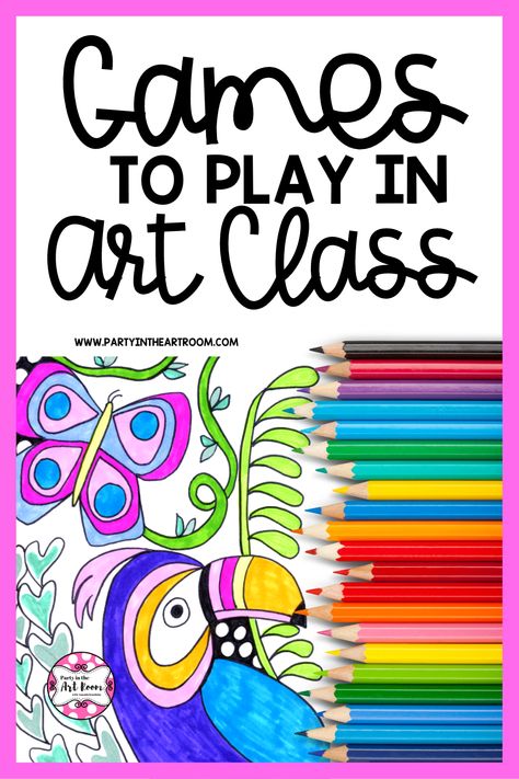 4 Games for Art Class — Party in the Art Room Kandinsky Art Lesson Middle School, Fun Art Activities For High School, Best Middle School Art Projects, Art Class Games Elementary, Elementary Art Classroom Management, Art Get To Know You Activities, Art Classroom Management Elementary, Collaborative Art Elementary, Elementary Collaborative Art