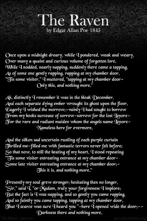 The Raven poem By Edgar Allen Poe Edgar Allen Poe Poems, Edgar Allen Poe Quotes, Edgar Allan Poe Quote, Poe Quotes, Allen Poe, Edgar Allen Poe, Halloween Quotes, The Raven, Edgar Allan