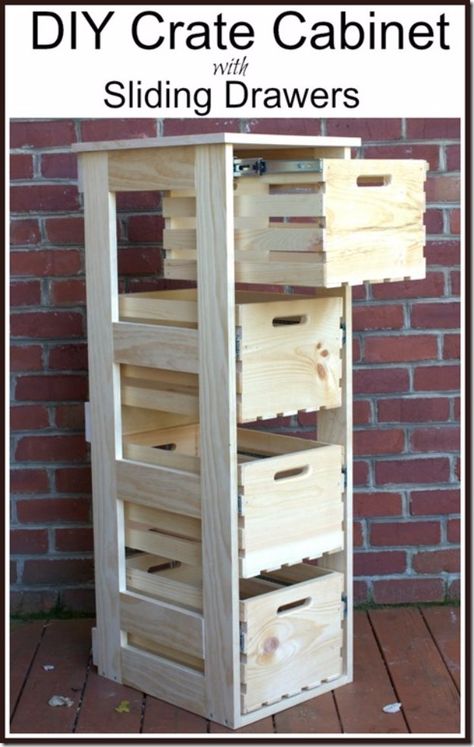 DIY Storage Ideas - DIY Crate Cabinet with Sliding Drawers  - Home Decor and Organizing Projects for The Bedroom, Bathroom, Living Room, Panty and Storage Projects - Tutorials and Step by Step Instructions  for Do It Yourself Organization http://diyjoy.com/diy-storage-ideas-organization Diy Rangement, Diy Muebles Ideas, Hout Diy, Wood Projects For Beginners, Hemma Diy, Diy Drawers, Diy Casa, Wood Plans, Wood Crates