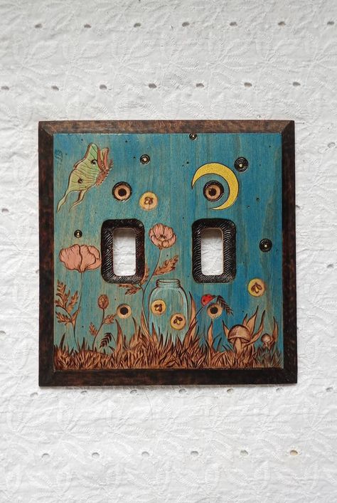 Nature, Unique Outlet Covers, Custom Light Switch Covers, Painted Light Switch Covers, Painted Light Switch Plates, Electrical Plates, Light Switch Covers Diy, Whimsy Goth, In Home Office